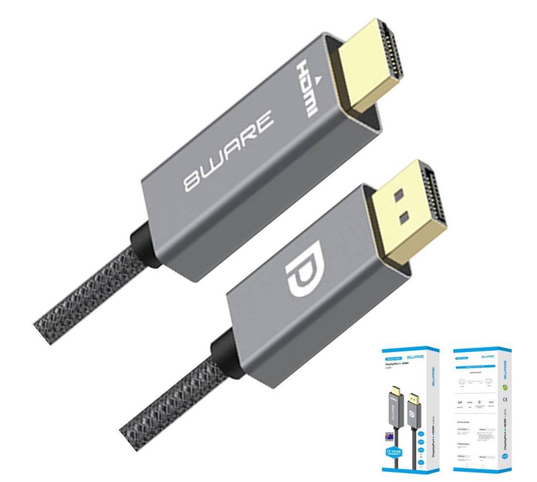 CB8W-DPHDMI-2M.jpg 8ware 8W-DPHDMI-2M 2m DisplayPort DP to HDMI 1.4v Male