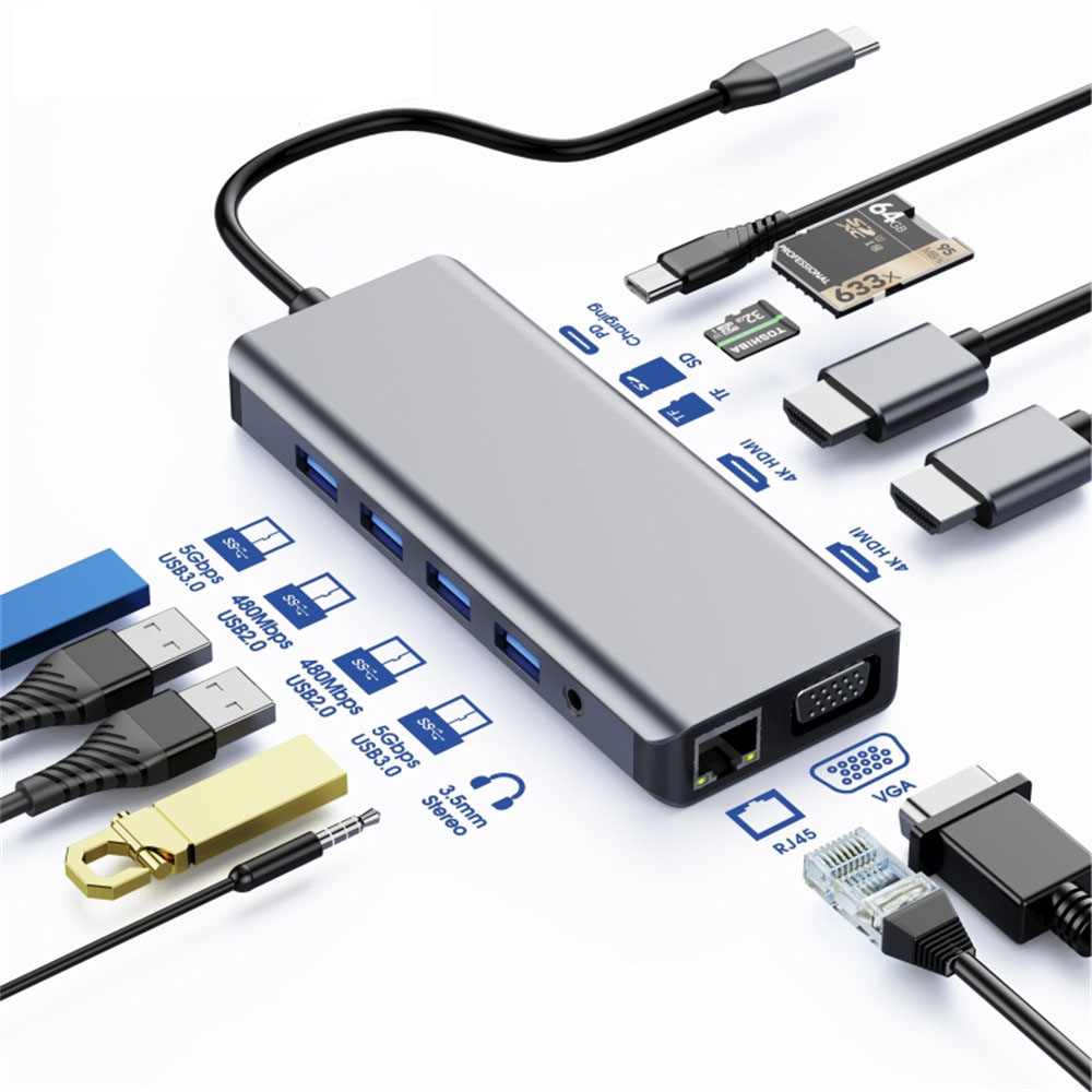 CBAT-USBCDOCK12.jpg Astrotek AT-USBCDOCK12 USB-C Dock 12-in-1 Multiport Hub/Docking Station
