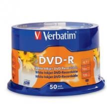 Verbatim 95137 DVD-R 4.7GB 50Pk White InkJet 16x