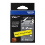 Brother HSE-631E 11.2MM BLACK ON YELLLOW HEAT SHRINK TUBE