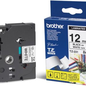 Brother TZE-231 12mm Black on White TZE Tape