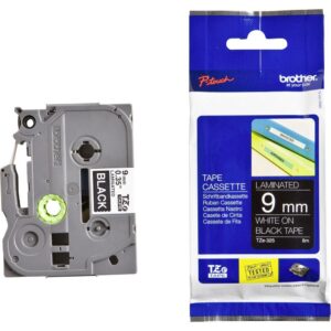 Brother TZE-325 9mm White on Black TZE Tape