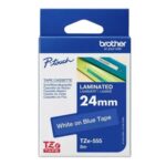 Brother TZE-555 24mm White on Blue TZE Tape