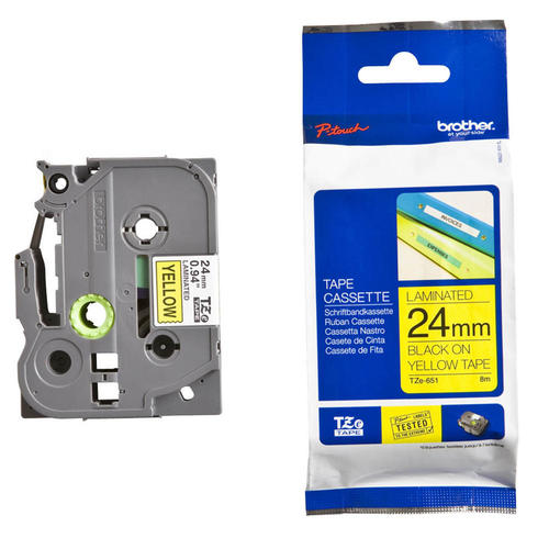 COB-TZE-651.jpg Brother TZE-651 24mm Black on Yellow TZE Tape