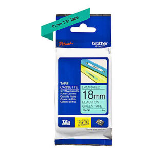 Brother TZE-741 18mm Blk on Green Tape