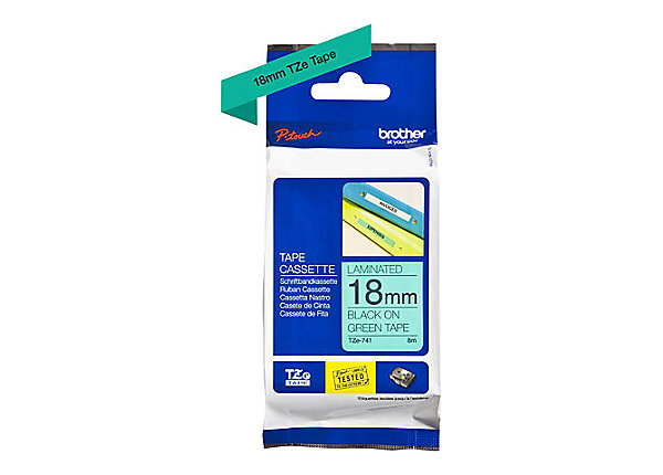 COB-TZE-741.jpg Brother TZE-741 18mm Blk on Green Tape