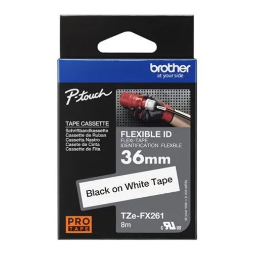 COB-TZE-FX261.jpg Brother TZe-FX261 36mm / 8M Black on White Flexible