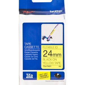Brother TZE-FX651 24MM Black Yellow Tape Flexible TZE Tape
