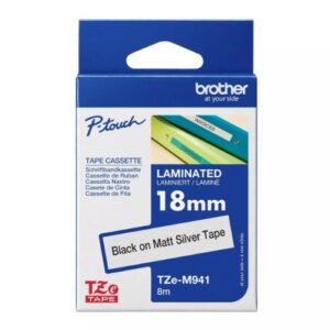 Brother TZE-M941 18mm Black on Silver Matt TZE Tape