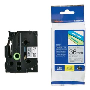 Brother TZE-M961 36mm Black on Silver MATT TZE Tape