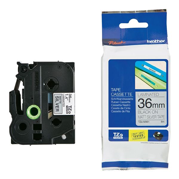 COB-TZE-M961.jpg Brother TZE-M961 36mm Black on Silver MATT TZE Tape