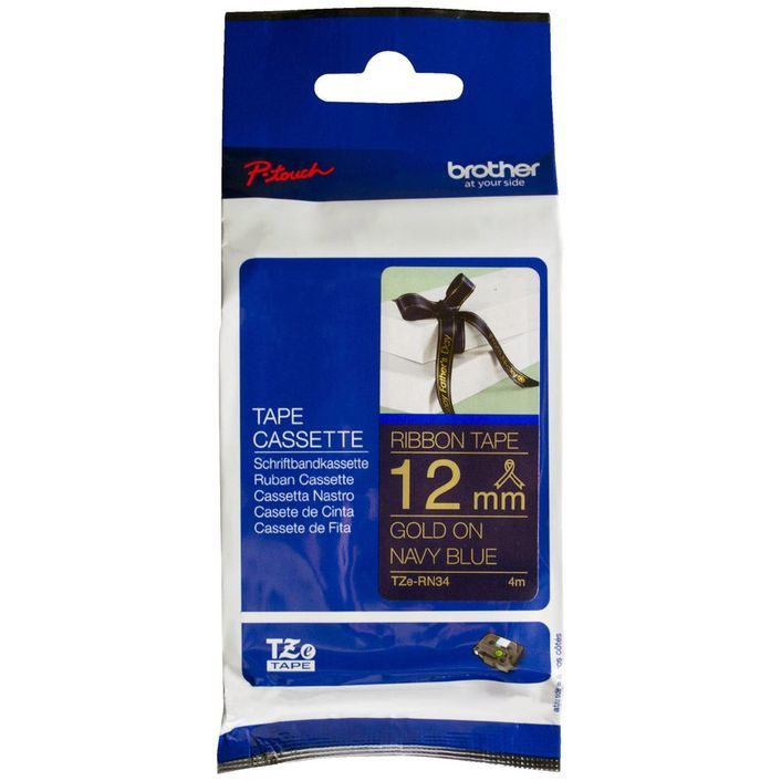 COB-TZE-RN34.jpg Brother TZE-RN34 12mm X 4mm Gold on Navy Blue
