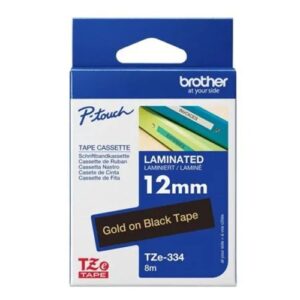 Brother TZE-334 12MM GOLD ON BLACK TZ TAPE