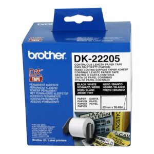 Brother DK-22205 White Continuous Paper Roll 62mmX30.48m