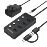 Simplecom CH345C SuperSpeed USB-A and USB-C to 4-Port USB