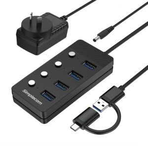 Simplecom CH345C SuperSpeed USB-A and USB-C to 4-Port USB