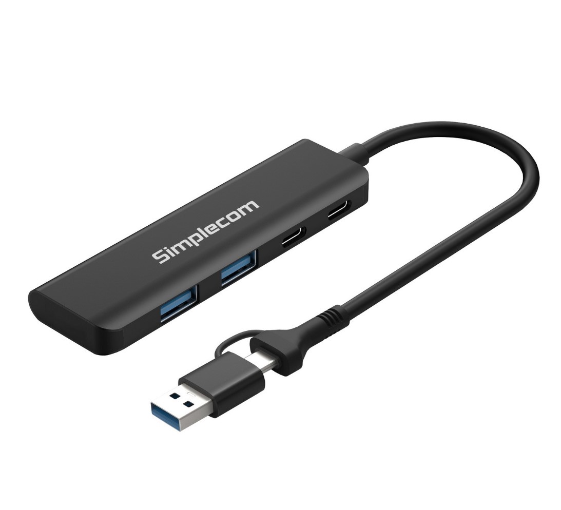 HXSI-CH385.jpg Simplecom CH385 SuperSpeed USB-A and USB-C 4-Port Combo Hub