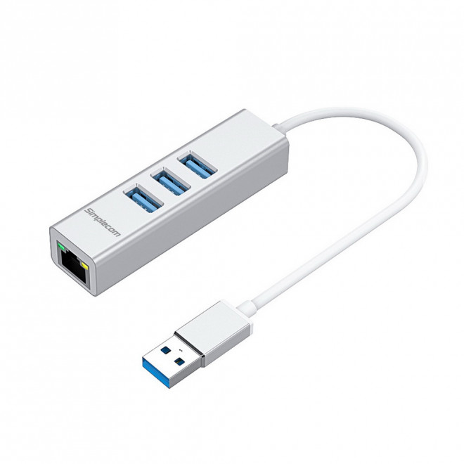 HXSI-CHN420-SIL.jpg Simplecom CHN420-SILVER CHN420 Silver Aluminium 3 Port SuperSpeed USB