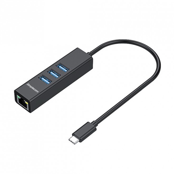 HXSI-CHN421-BLK.jpg Simplecom CHN421-BLACK CHN421 Black Aluminium USB-C to 3 Port