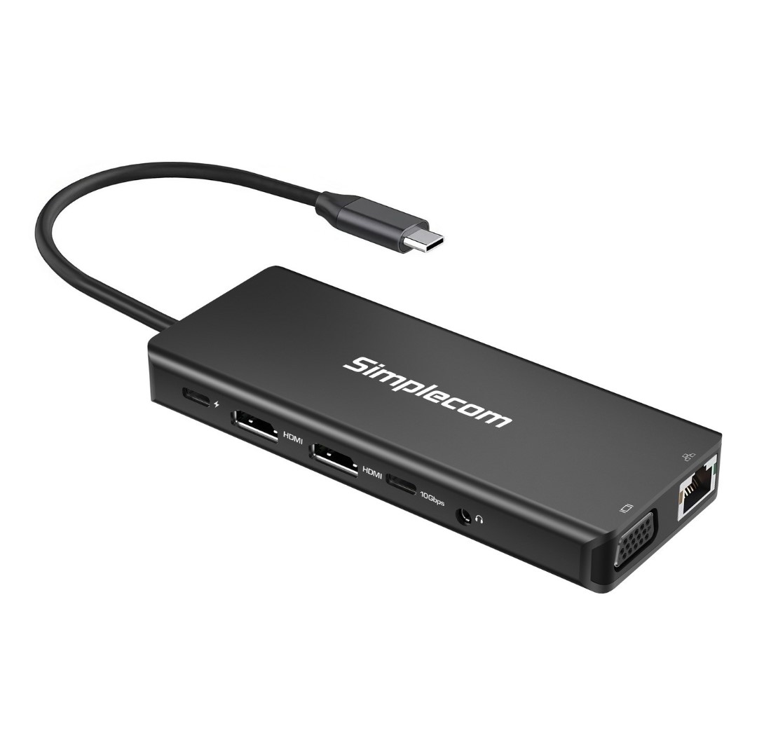 HXSI-CHN613.jpg Simplecom CHN613 USB-C 13-in-1 Multiport Docking Station Dual HDMI