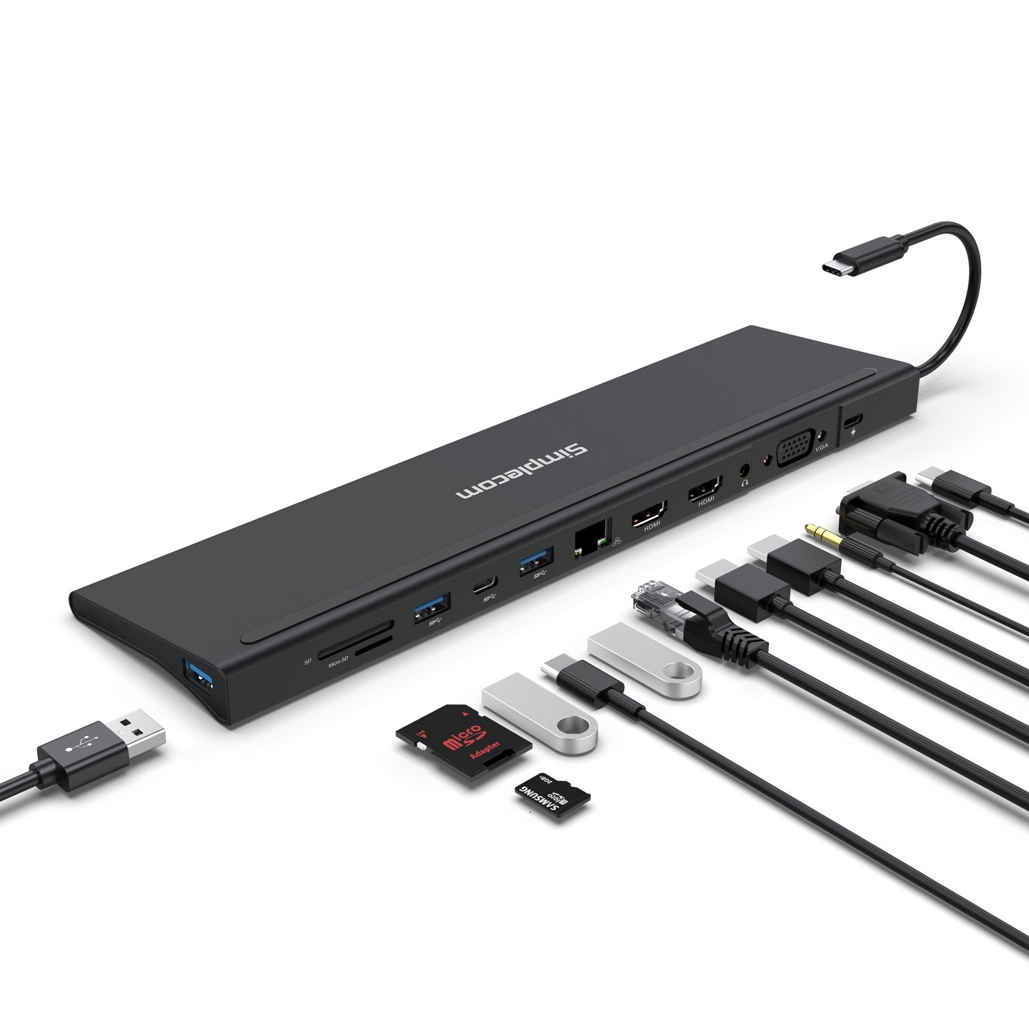 HXSI-CHN622.jpg Simplecom CHN622 USB-C 12-in-1 Multiport Docking Station Laptop Stand