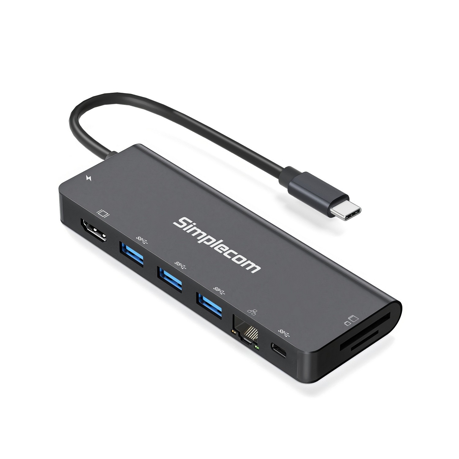 HXSI-CHT590.jpg Simplecom CHT590 USB-C SuperSpeed 9-in-1 Multiport Docking Station HDMI