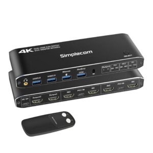Simplecom KM430 Dual HDMI Monitor KVM Switch for 2