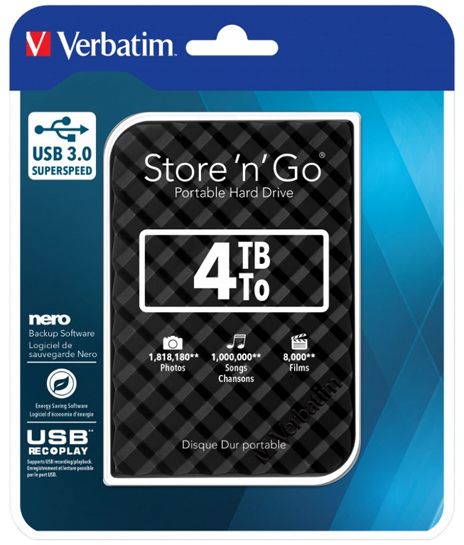 HXV-4TBG4BLACK.jpg Verbatim 53223 4TB 2.5" USB 3.0 Black Store'n'Go HDD