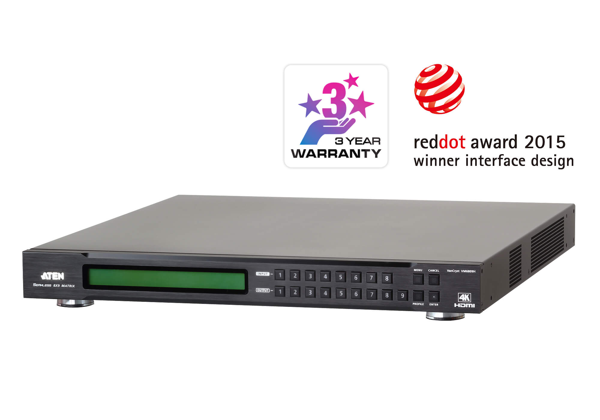 KLA-VM6809H.jpg Aten VM6809H-AT-U Professional Matrix 8x9 4K HDMI Matrix