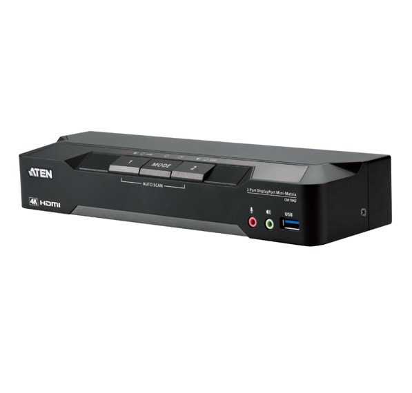 KVA-CM1942-AT-U.jpg Aten CM1942-AT-U 2-Port 4K DisplayPort Dual Display Mini-Matrix Boundless