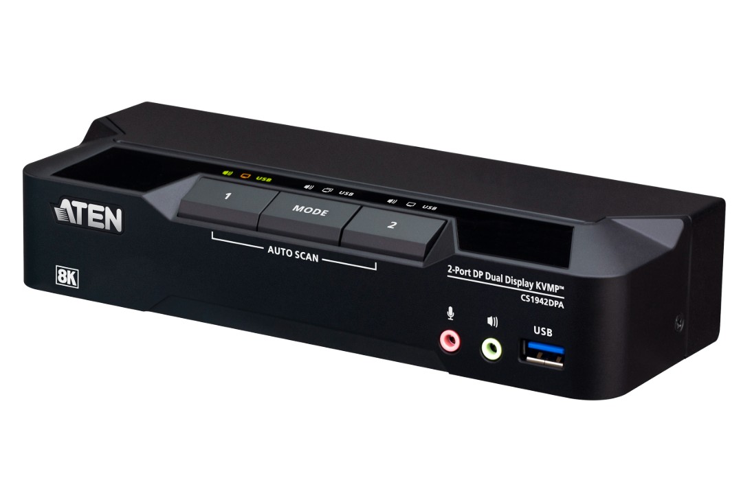 KVA-CS1942DPA-AT-U.jpg Aten CS1942DPA-AT-U Desktop 2-Port USB 3.0 8K DisplayPort Dual-Display