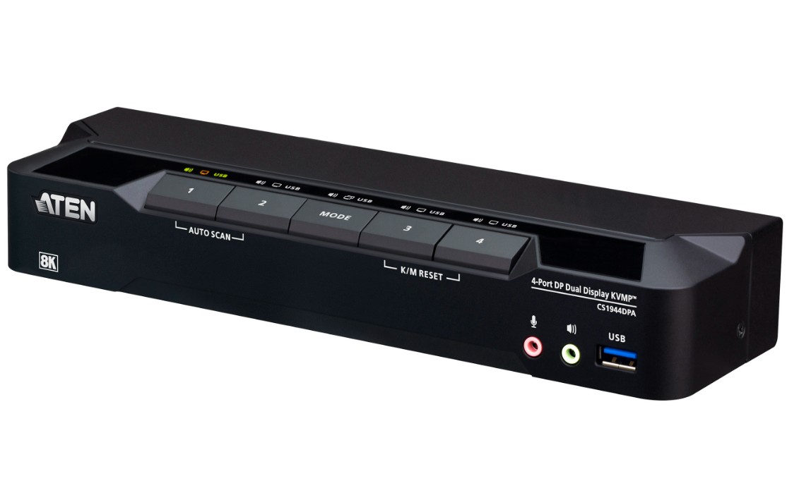 KVA-CS1944DPA-AT-U.jpg Aten CS1944DPA-AT-U Desktop 4-Port USB 3.0 8K DisplayPort Dual-Display