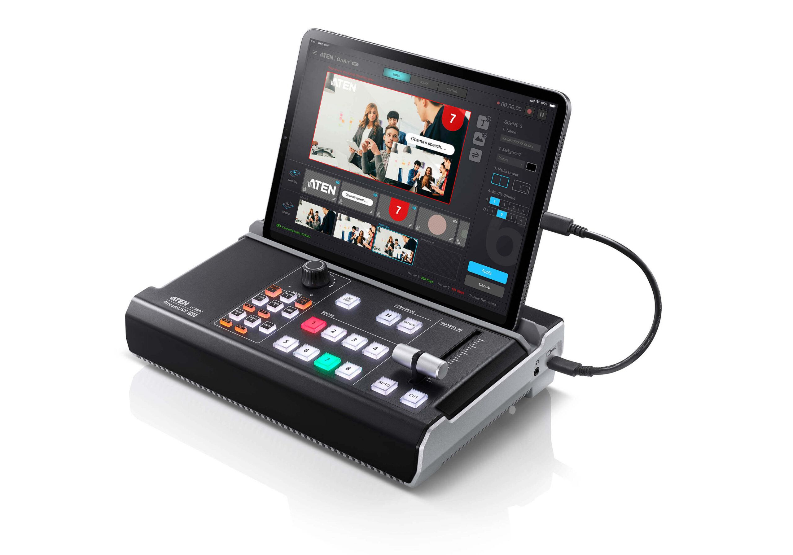 KVA-UC9040.jpg Aten UC9040-AT-U UC9040 StreamLIVE™ PRO All-in-one Multi-channel AV Mixer