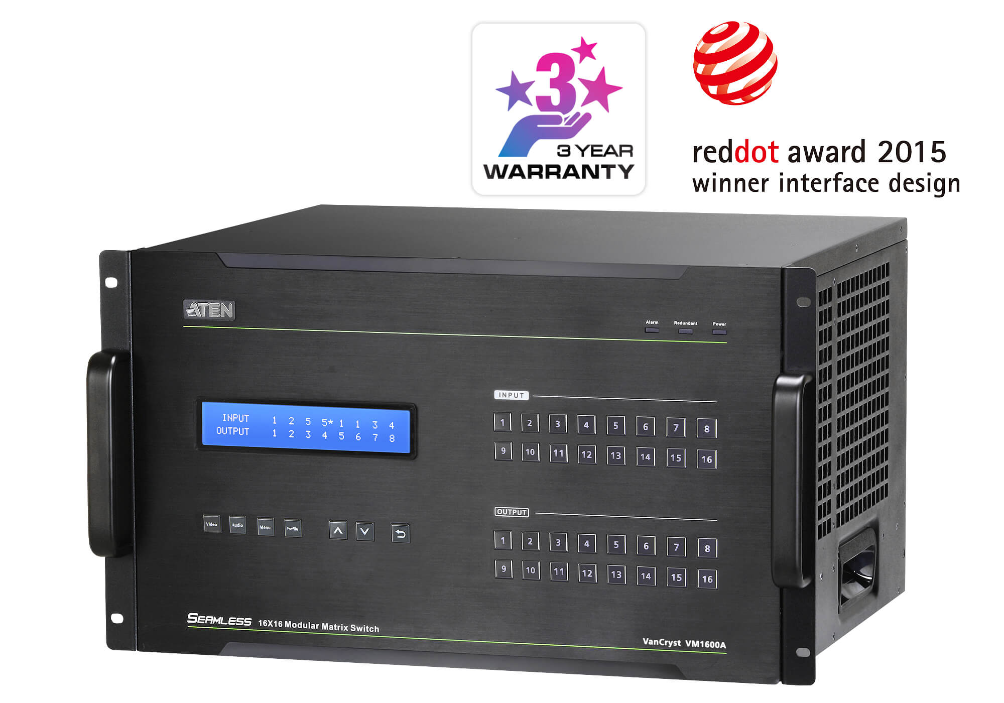 KVA-VM1600.jpg Aten VM1600A-AT-U 16x16 Modular Digital Matrix with Scaler