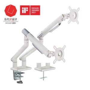 Brateck LDT49-C024-W Dual Monitor Premium Slim Aluminum Spring-Assisted Monitor