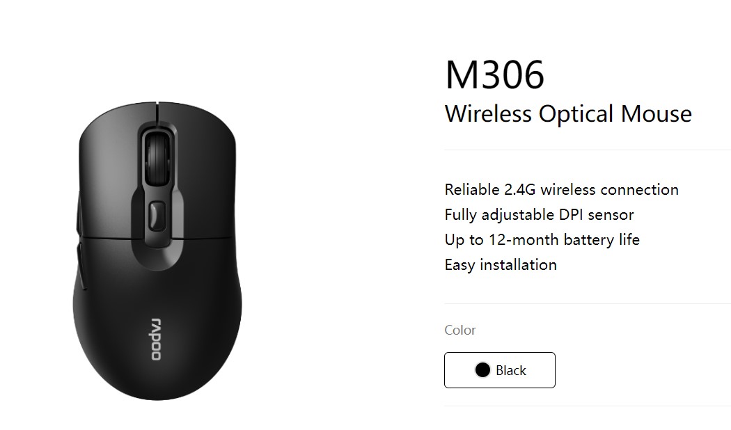 MIRP-M306.jpg Rapoo M306 2.4 Wireless Optical Mice with Side FWD