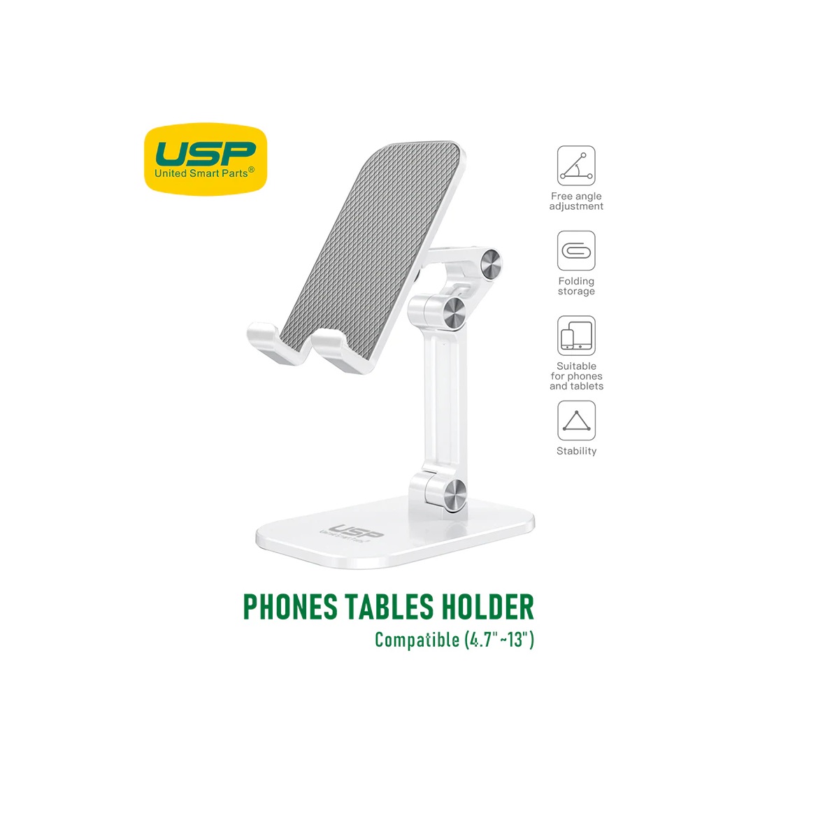 MPA-6972890207095.jpg USP 6972890207095 Phone/Desktop Stand/Holder for iPhone/iPad White - Foldable
