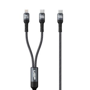 USP 6976552042499 Braided 2-in-1 USB-C to Lighting (27W) +