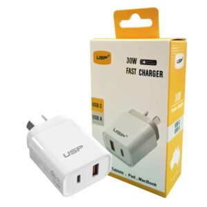 USP 6976552042581 30W Dual Port Fast Wall Charger