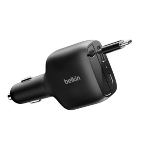 Belkin CCC001fqBK BoostCharge 75W Retractable Car Charger - Black