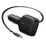 Belkin CCC002fqBK BoostCharge 30W Retractable Car Charger - Black