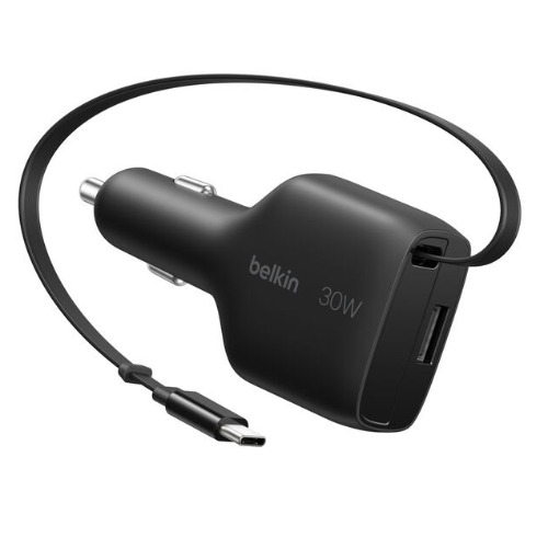 MPA-CCC002FQBK.jpg Belkin CCC002fqBK BoostCharge 30W Retractable Car Charger - Black