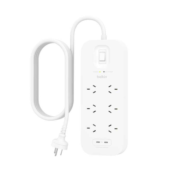 MPA-SRB006AU2M.jpg Belkin SRB006AU2M SurgePro 6-Outlet Surge Protector With Dual USB-C