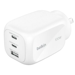 Belkin WCH016AUWH BoostCharge Pro 100W 3-Port GaN Wall Charger