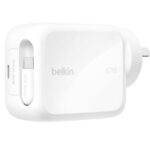 Belkin WCH022auWH UltraCharge Retractable Dual 67W USB-C GaN Wall