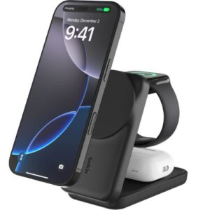 Belkin WIZ037auBK UltraCharge 3-in-1 Foldable Magnetic Charger With