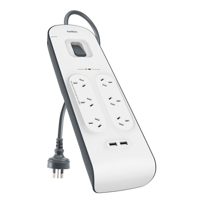 MPAB6OSPSMPC.jpg Belkin BSV604au2M SurgePlus 6-Outlet Surge Protector With Dual USB
