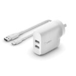 Belkin WCE001au1MWH BoostCharge 24W Dual USB-A Wall Charger +