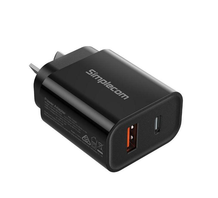 MPSI-CU220.jpg Simplecom CU220 Dual Port PD 20W Fast Wall Charger