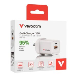 Verbatim 67015 2 Port 35 Watt Portable GaN charger